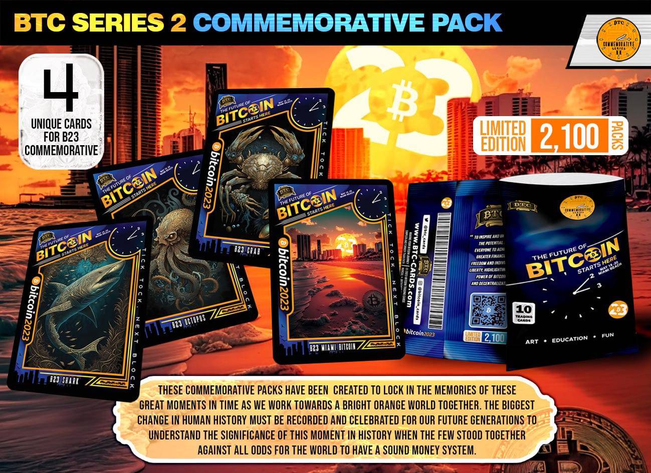 Bitcoin 2023 Commemorative Booster Packs - Only 2,100 Packs - BTCTC