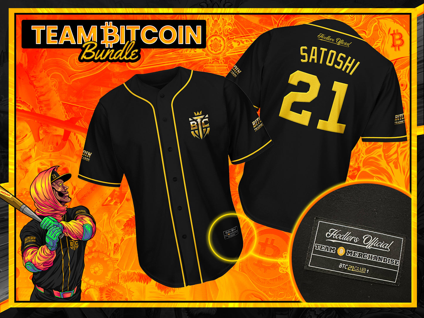LE Jersey + Card - 21 Club Team BTC w/ Hodlers Official & BTCPINS Merch Combo