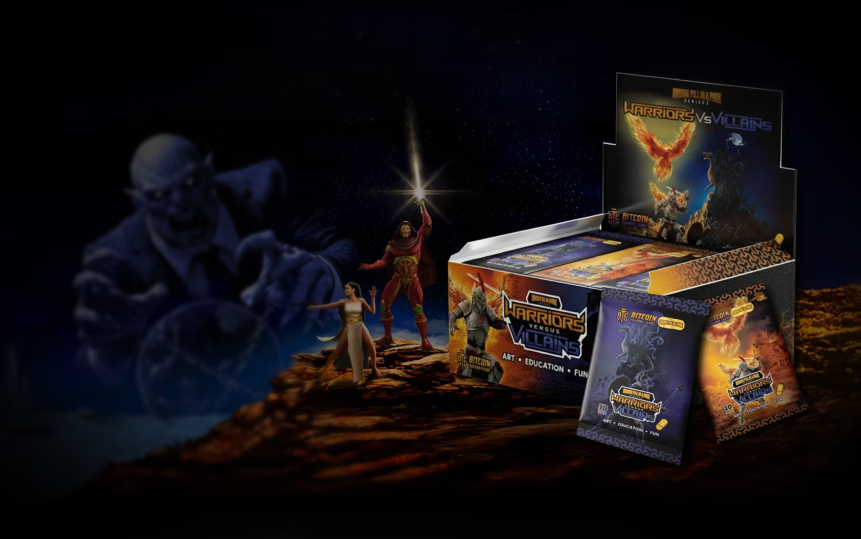 The world’s first Bitcoin Trading Cards Series 3 Warriors vs Villains